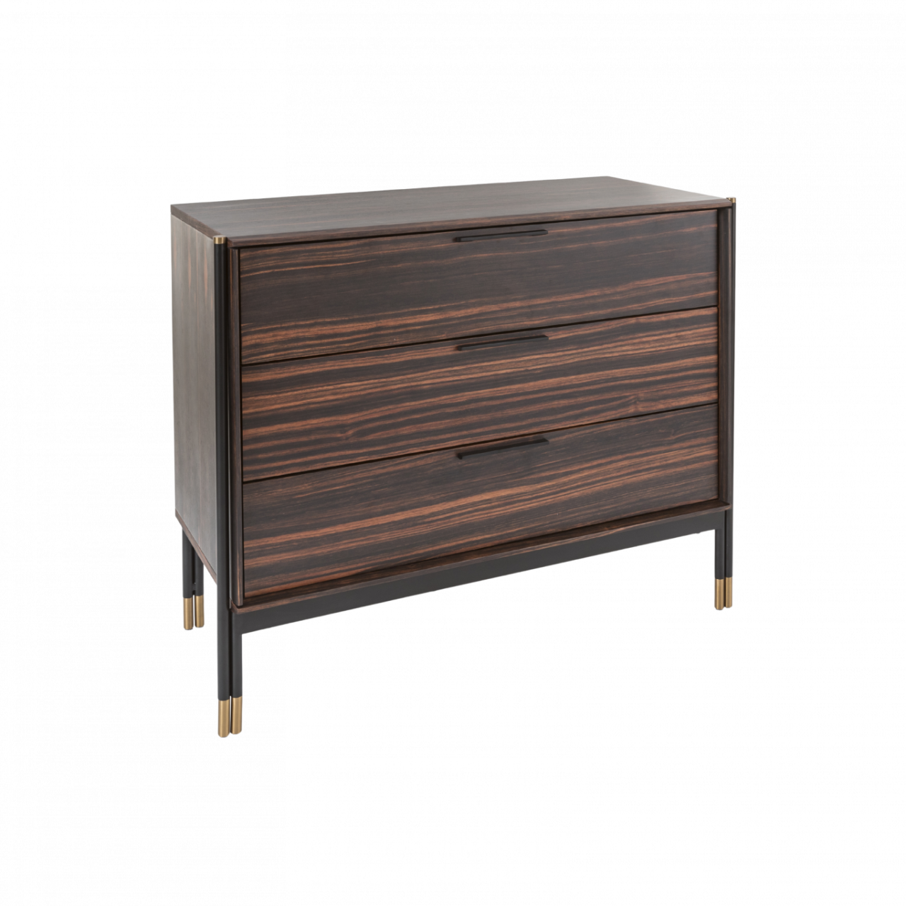 Bali Ebony Brown Wood & Gold Chest of Drawers